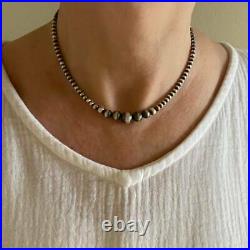 Graduated Sterling Silver Navajo Desert Pearls Beaded Necklace