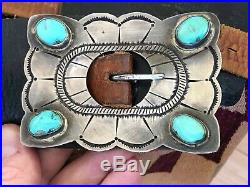 Great! Signed Navajo Indian Sterling Silver & Turquoise Old Pawn Concho Belt