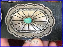 Great! Signed Navajo Indian Sterling Silver & Turquoise Old Pawn Concho Belt