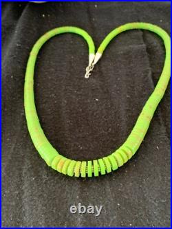 Green Gaspeite Stabilized Navajo Sterling Silver Beads Necklace 21 4243