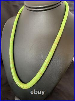 Green Gaspeite Stabilized Navajo Sterling Silver Necklace 20 10459