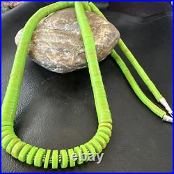 Green Gaspeite Stabilized Navajo Sterling Silver Necklace 29 16466