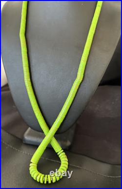 Green Gaspeite Stabilized Navajo Sterling Silver Necklace 29 16466