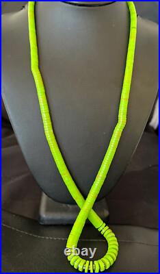 Green Gaspeite Stabilized Navajo Sterling Silver Necklace 29 16466