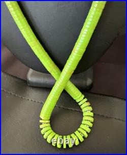 Green Gaspeite Stabilized Navajo Sterling Silver Necklace 29 16466