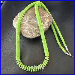 Green Gaspeite Stabilized Navajo Sterling Silver Necklace 29 16466