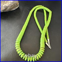 Green Gaspeite Stabilized Navajo Sterling Silver Necklace 29 16466