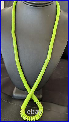 Green Gaspeite Stabilized Navajo Sterling Silver Necklace 29 16466