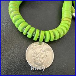 Green Gaspeite Stabilized Navajo Sterling Silver Necklace 29 16466