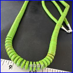 Green Gaspeite Stabilized Navajo Sterling Silver Necklace 29 16466
