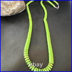 Green Gaspeite Stabilized Navajo Sterling Silver Necklace 29 16466