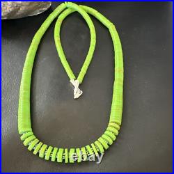 Green Gaspeite Stabilized Navajo Sterling Silver Necklace 29 16466