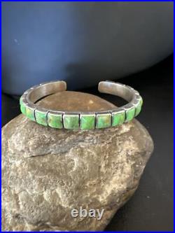 Green Mohave Turquoise Navajo Sterling Silver Cuff Bracelet 16900