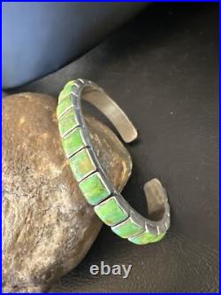 Green Mohave Turquoise Navajo Sterling Silver Cuff Bracelet 16900