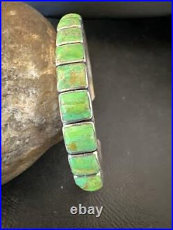 Green Mohave Turquoise Navajo Sterling Silver Cuff Bracelet 16900