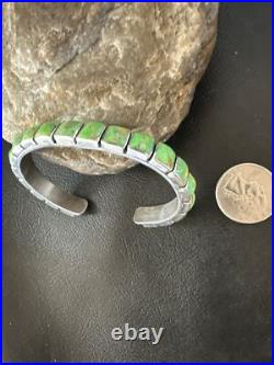 Green Mohave Turquoise Navajo Sterling Silver Cuff Bracelet 16900