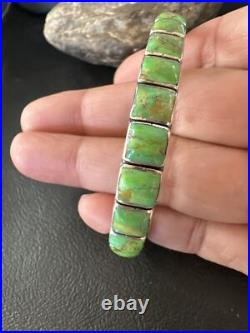 Green Mohave Turquoise Navajo Sterling Silver Cuff Bracelet 16900