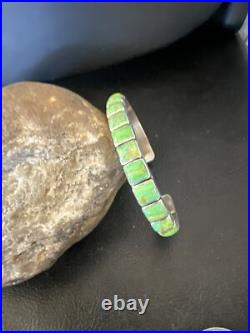 Green Mohave Turquoise Navajo Sterling Silver Cuff Bracelet 16900