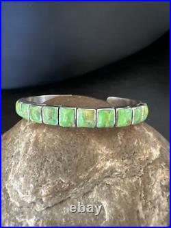 Green Mohave Turquoise Navajo Sterling Silver Cuff Bracelet 16900