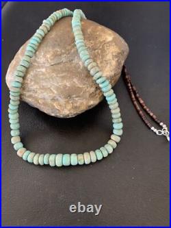 Green Royston Turquoise Bead Navajo Sterling Silver Beads Necklace 26 12534