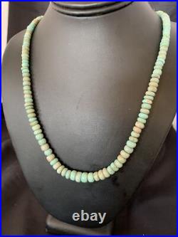 Green Royston Turquoise Bead Navajo Sterling Silver Beads Necklace 26 12534
