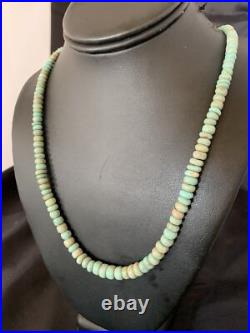 Green Royston Turquoise Bead Navajo Sterling Silver Beads Necklace 26 12534