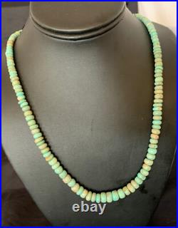 Green Royston Turquoise Bead Navajo Sterling Silver Beads Necklace 26 12534