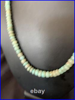 Green Royston Turquoise Bead Navajo Sterling Silver Beads Necklace 26 12534