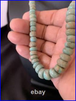 Green Royston Turquoise Bead Navajo Sterling Silver Beads Necklace 26 12534