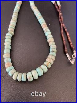 Green Royston Turquoise Bead Navajo Sterling Silver Beads Necklace 26 12534
