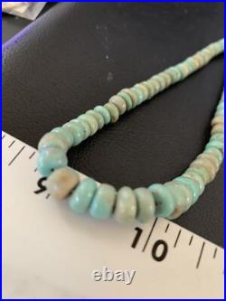 Green Royston Turquoise Bead Navajo Sterling Silver Beads Necklace 26 12534