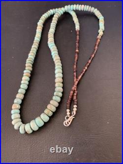 Green Royston Turquoise Bead Navajo Sterling Silver Beads Necklace 26 12534