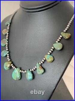 Green Royston Turquoise Navajo Pearls Sterling Silver 20 Necklace 00484