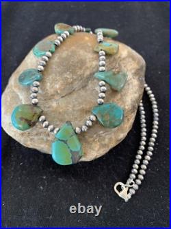 Green Royston Turquoise Navajo Pearls Sterling Silver 20 Necklace 00484