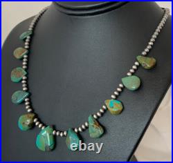 Green Royston Turquoise Navajo Pearls Sterling Silver 20 Necklace 00484