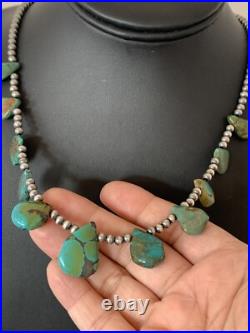 Green Royston Turquoise Navajo Pearls Sterling Silver 20 Necklace 00484