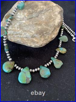 Green Royston Turquoise Navajo Pearls Sterling Silver 20 Necklace 00484