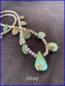 Green Royston Turquoise Navajo Pearls Sterling Silver 20 Necklace 00484