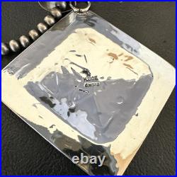 H Joe Handmade Stamped Pendant Navajo Sterling Silver Necklace 3.5 18981