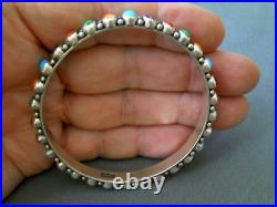 HAPPY PIASSO Native American Navajo Multi-Stone Sterling Silver Bangle Bracelet