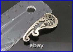 HOPI NAVAJO 925 Sterling Silver Vintage Oxidized Swirl Brooch Pin BP8487