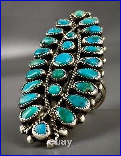 HUGE LONG Vintage Navajo Sterling Silver Turquoise Cluster Ring By J. M. Begay