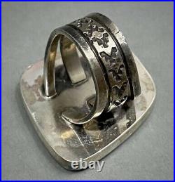 HUGE Large Vintage Navajo Native American Sterling Silver Turquoise Inlay Ring
