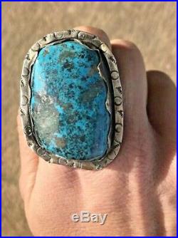 HUGE Massive Navajo Vintage Sterling Silver Turquoise Ring Sz 10 23g