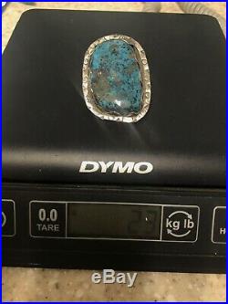 HUGE Massive Navajo Vintage Sterling Silver Turquoise Ring Sz 10 23g