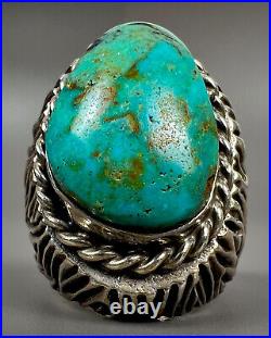 HUGE OLD Vintage Navajo Sterling Silver Royston Turquoise Ring HEAVY 23 Grams