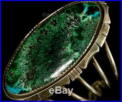 HUGE Old Pawn Vintage Navajo Natural Azurite TURQUOISE Sterling CUFF Bracelet