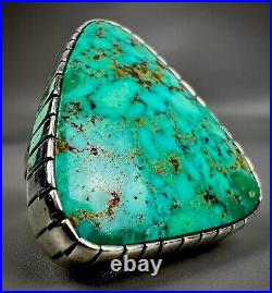 HUGE Vintage Navajo Sterling Silver Turquoise Ring GORGEOUS LARGE STONE