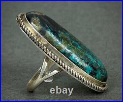 HUGE Vintage Navajo Sterling Silver Turquoise Ring Platero GORGEOUS STONE