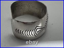 Hallmarked Sterling Silver cuff Bracelet with Santa Fe, Southwest Design. Navajo